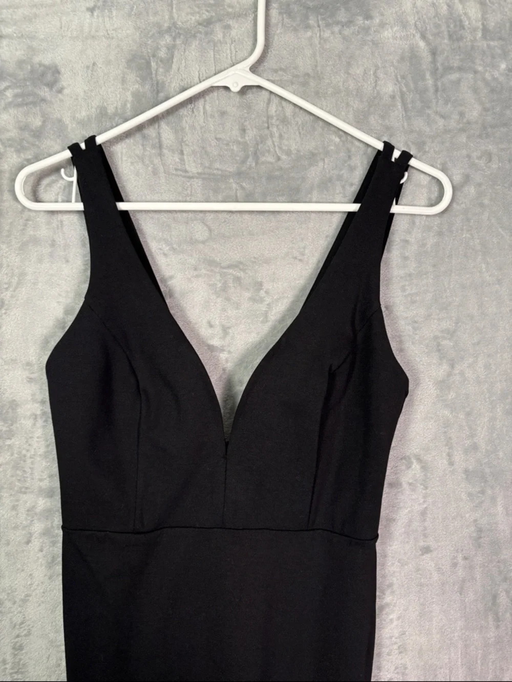 Lulus Black Deep V Front Double Strap Body Con Midi Dress Size Large - Picture 6 of 10